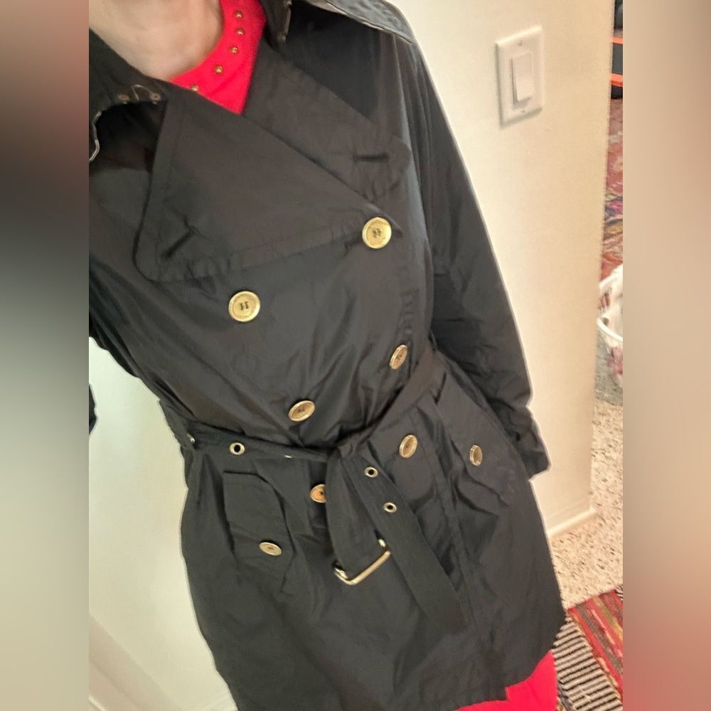 Burberry London navy blue rain lightweight trench coat US 10